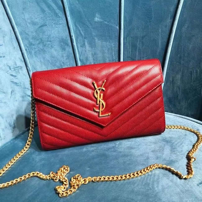 Knock Off Yves Saint Laurent Monogram Sheepskin Red Crossbody Bag