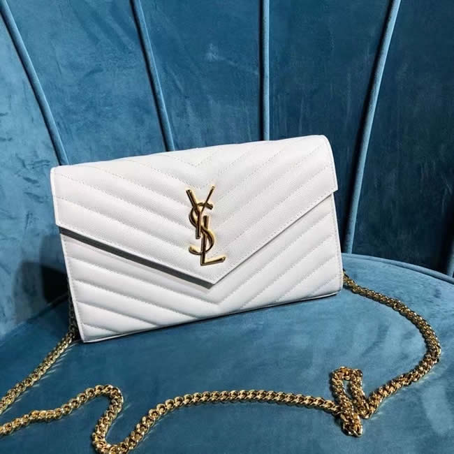 Knock Off Yves Saint Laurent Monogram Sheepskin White Crossbody Bag