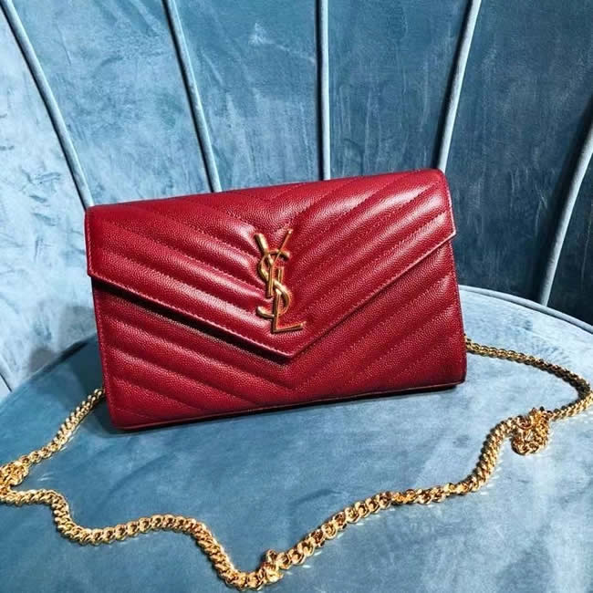 Knock Off Yves Saint Laurent Monogram Sheepskin Red Crossbody Bag