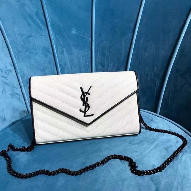 Knock Off Yves Saint Laurent Monogram Sheepskin White Crossbody Bag