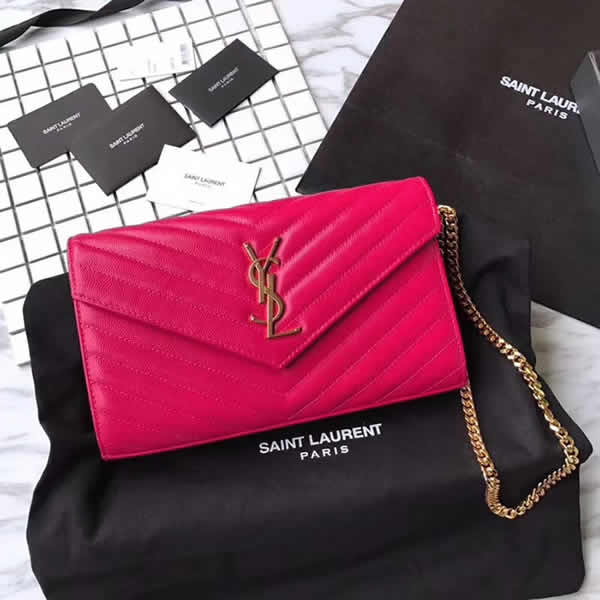 Discount Fashion Saint Laurent Rose Red Handle Shoulder Bag Outlet