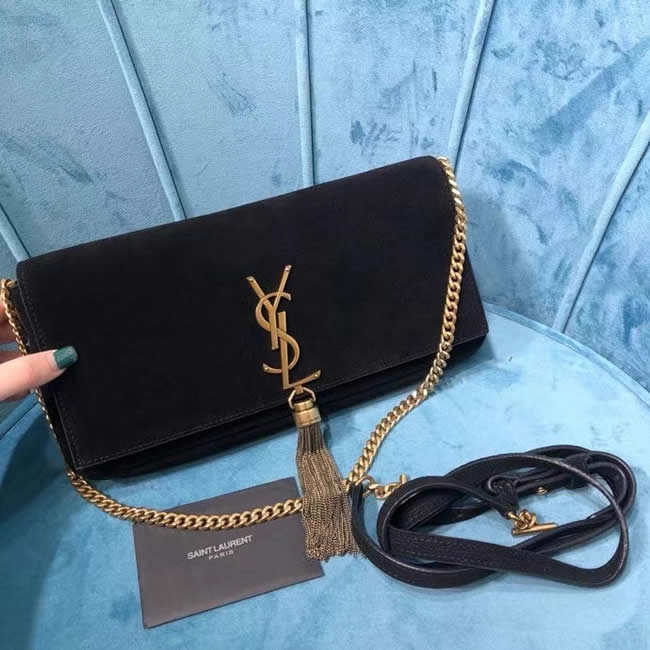 Fake Yves Saint Laurent Kate Baguette Monogram Black Flap Shoulder Bag