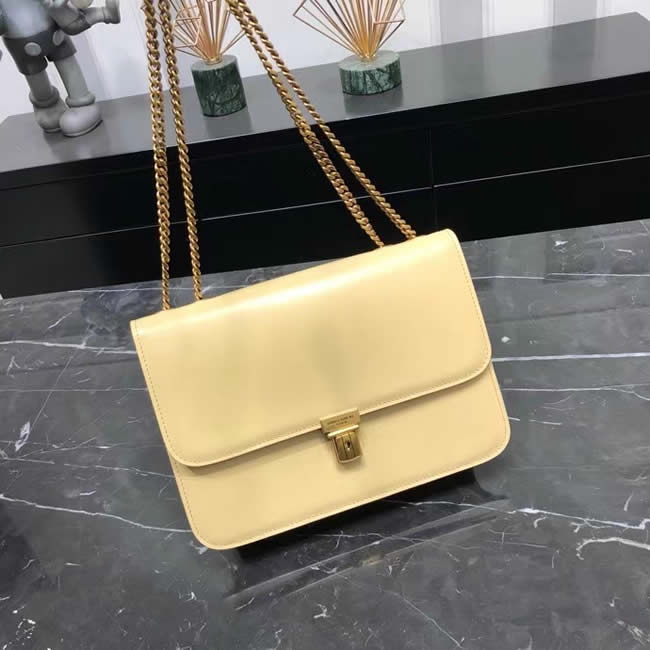 Fake Yves Saint Laurent Tuc Box Paris Chain Bag Light Yellow Flap Handbags