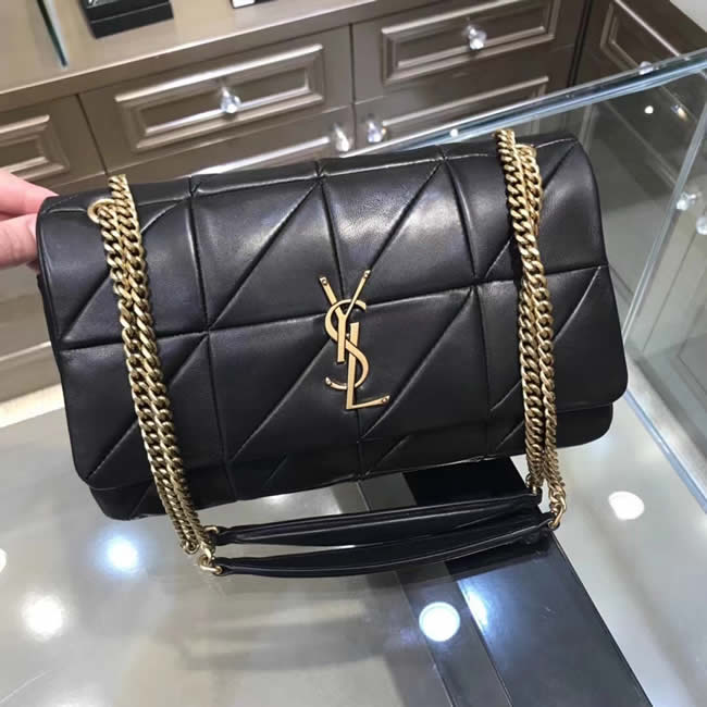 Replica Top Quality Yves Saint Laurent Jamie Stitched Black Flap Bag