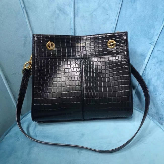 Replica Yves Saint Laurent Classic Crocodile Print Black Shopping Bag