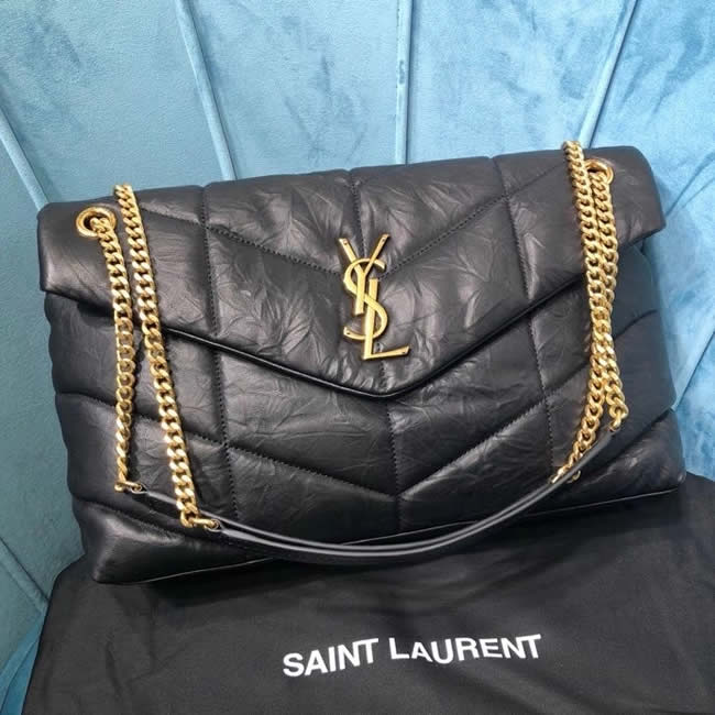 Fake 1:1 Quality Yves Saint Laurent Paris New Golden Hardware Wrinkle Shoulder Bag
