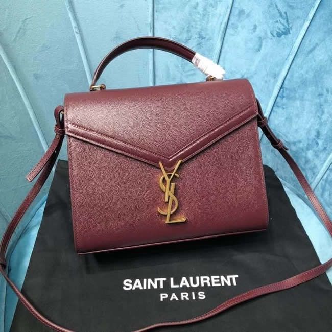 Fake Yves Saint Laurent Red Wine Cassandra Briefcase Crossbody Bag