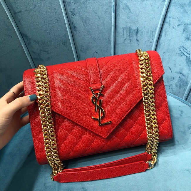 Fake Hot Sale Yves Saint Laurent Envelope Simple Red Flap Shoulder Bag