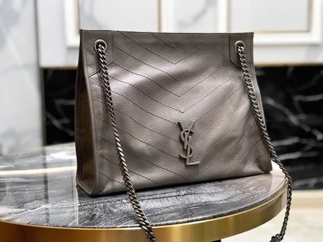 Fake Yves Saint Laurent Gray Niki Medium Shopping Bag With 1:1 Quality