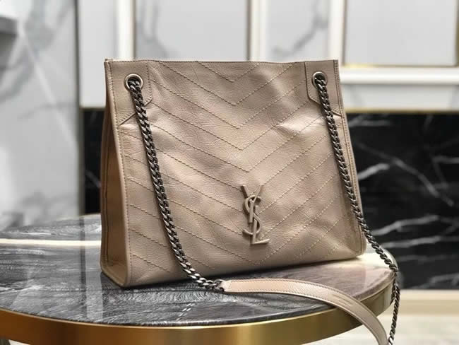 Fake Yves Saint Laurent Khaki Niki Medium Shopping Bag With 1:1 Quality