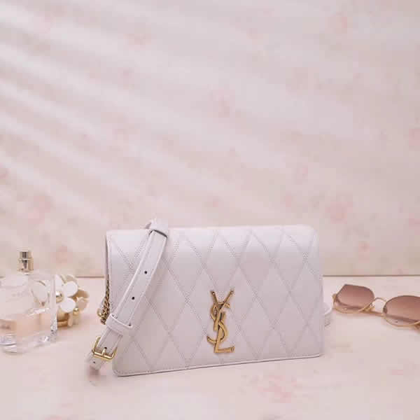 New YSL Angie Flap One Shoulder White Crossbody Bag 568906