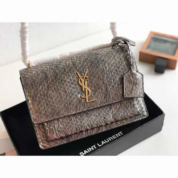 Hot Sale Replica Discount Yves Saint Laurent Sunset Silver Flap Shoulder Bag 442906