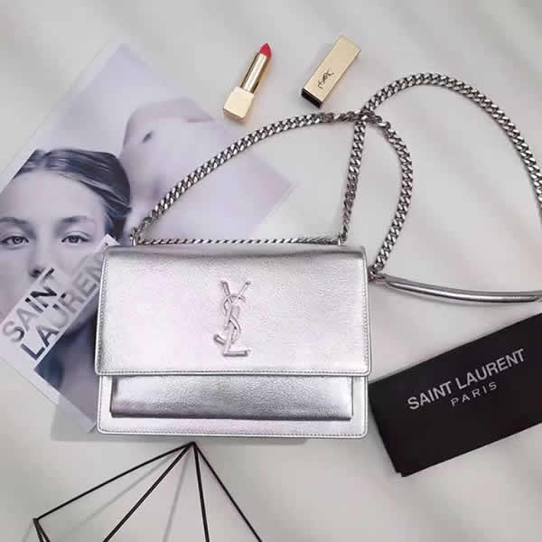 New Replica Yves Saint Laurent Sunset Monogram Saint Laurent Silver Handbags 442906