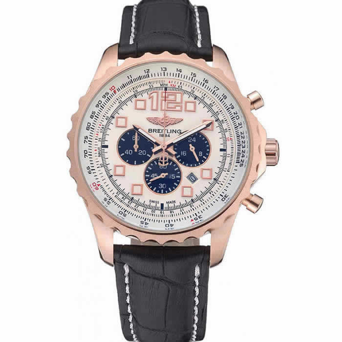 Breitling Navitimer Rosegold Bezek Leather Strap White Dial