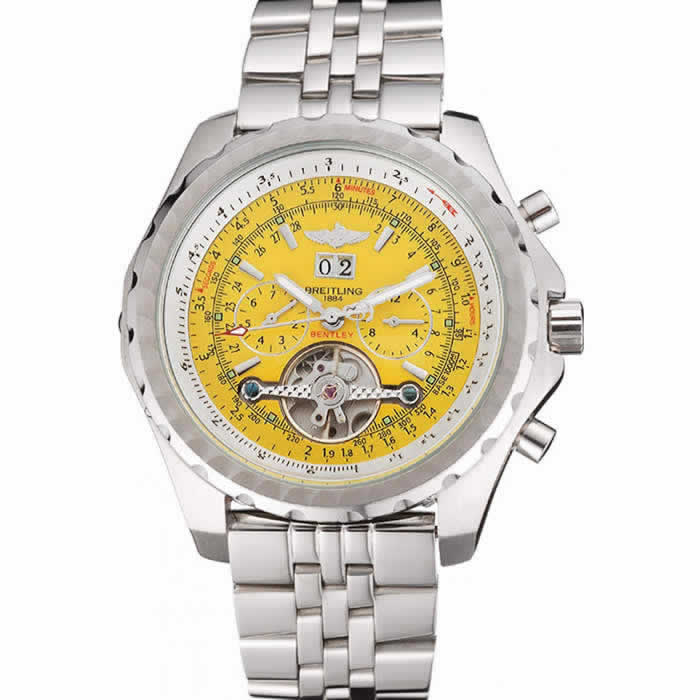 Breitling Bentley Mulliner Tourbillon Yellow Dial Stainless Steel Case And Bracelet  622734