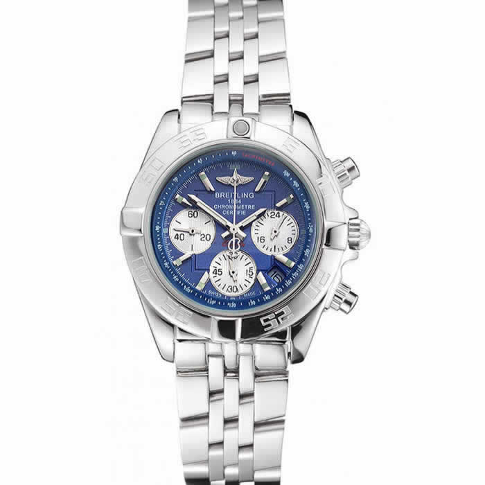 Breitling Chronomat Quartz Blue Dial Stainless Steel Case And Bracelet