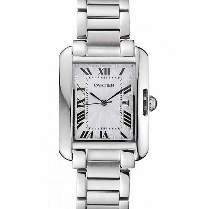 Cartier Tank Anglaise 30mm White Dial Stainless Steel Case And Bracelet
