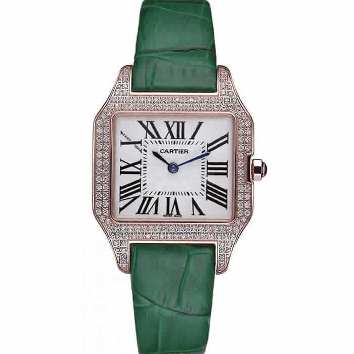 Cartier Santos 100 Diamond Rose Gold Bezel 621912