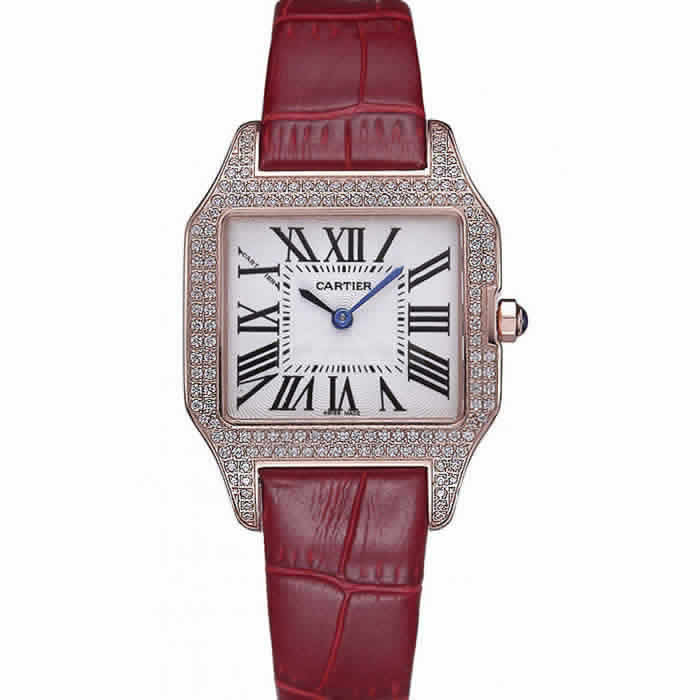 Cartier Santos 100 Diamond Rose Gold Bezel 621917