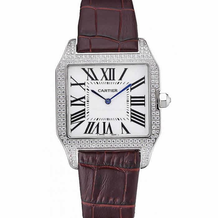 Cartier Santos 100 Diamond Silver Bezel 621926