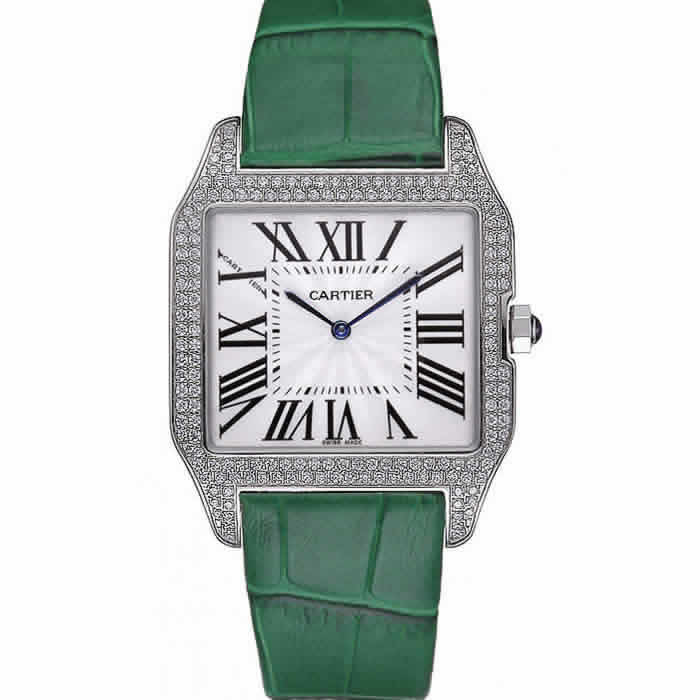 Cartier Santos 100 Diamond Silver Bezel 621929