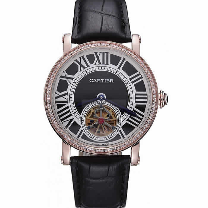 Cartier Rotonde Flying Tourbillon Diamonds Black Dial 621951