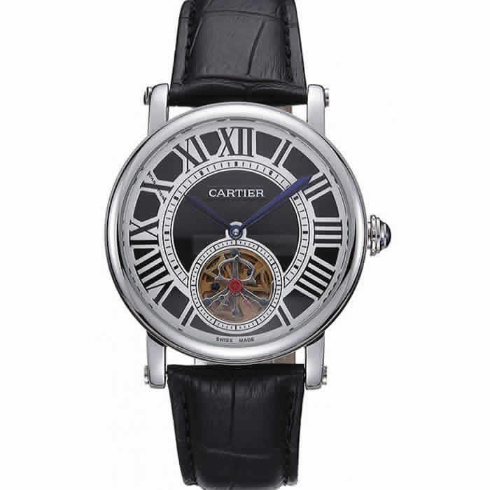 Cartier Rotonde Flying Tourbillon Black Dial 621955