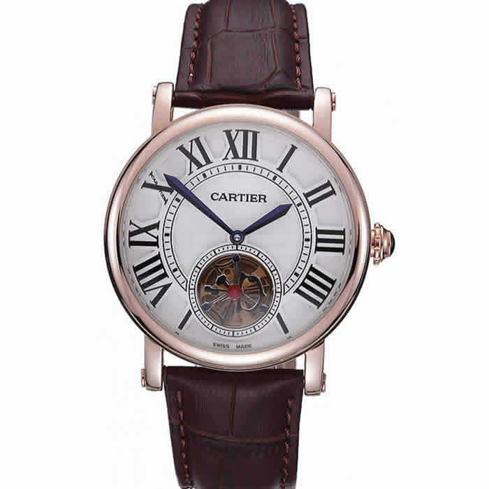 Cartier Rotonde Flying Tourbillon White Dial 621958