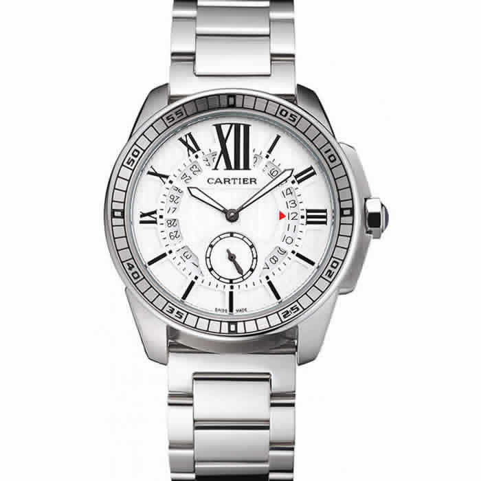 Cartier Calibre De Cartier Small Seconds White Dial Stainless Steel Case And Bracelet