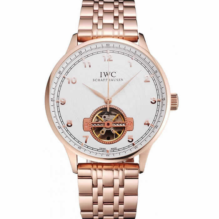 IWC Portugieser Tourbillon White Dial Rose Gold Numerals Rose Gold Case And Bracelet