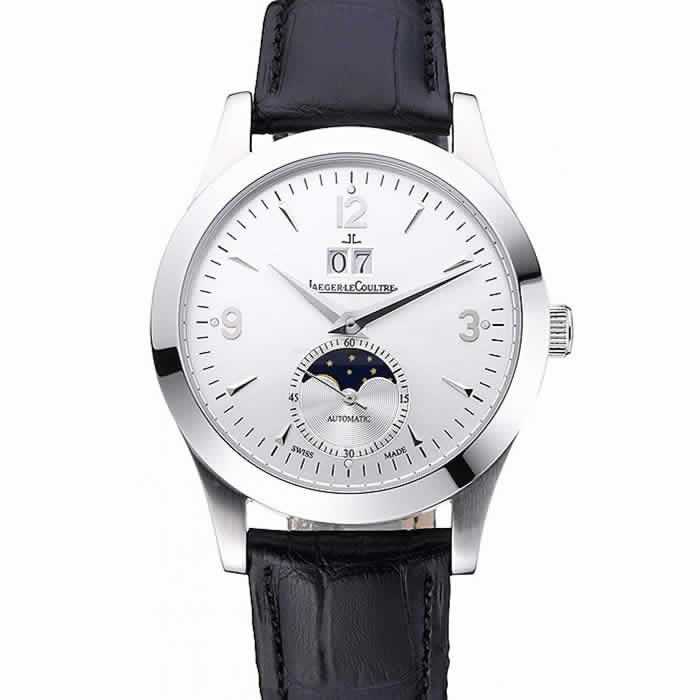 Jaeger LeCoultre Rendez-Vous Night And Day White Dial Black Leather Bracelet 622082