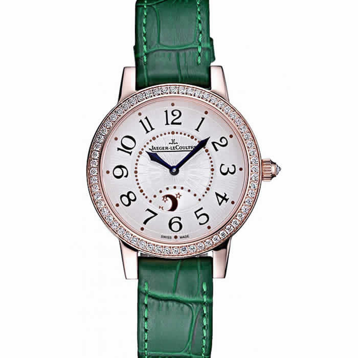 Jaeger LeCoultre Rendez-Vous White Dial Green Leather Strap  622085