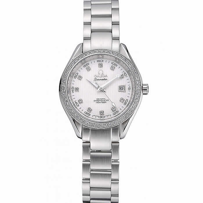 Omega Seamaster Aqua Terra White Dial Diamond Case Stainless Steel Bracelet  622448