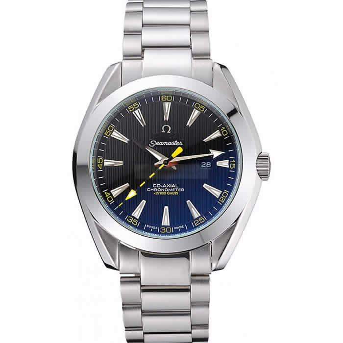 Omega Seamaster Aqua Terra Black Dial Yellow Numerals Stainless Steel Bracelet  622524