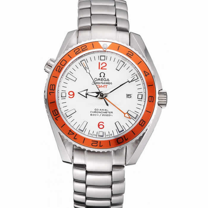 Omega Seamaster GMT White Dial Orange Bezel Stainless Steel Case  622718