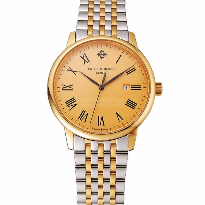 Patek Philippe Calatrava Gold Dial Yellow Gold Case Two Tone Bracelet 1453825