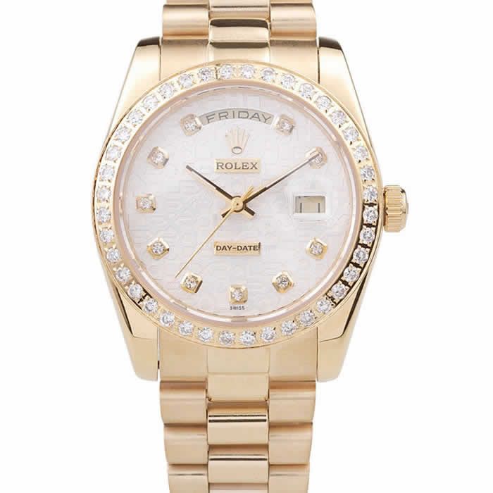 Rolex Day-Date 18k Yellow Gold Plated Stainless Steel White Dial