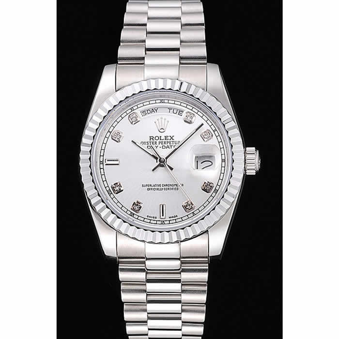 Rolex Day-Date Polished Stainless Steel Silver Dial