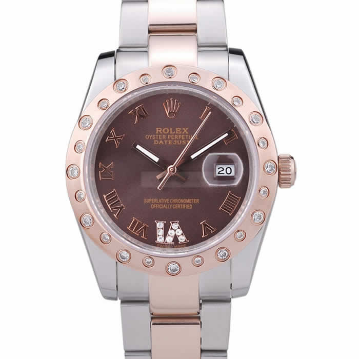 Rolex Datejust Diamond Bezel Brown Dial 7465