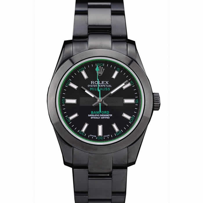 Rolex Milgaus Bamford Ion Plated Stainless Steel Bezel Black Dial 7476