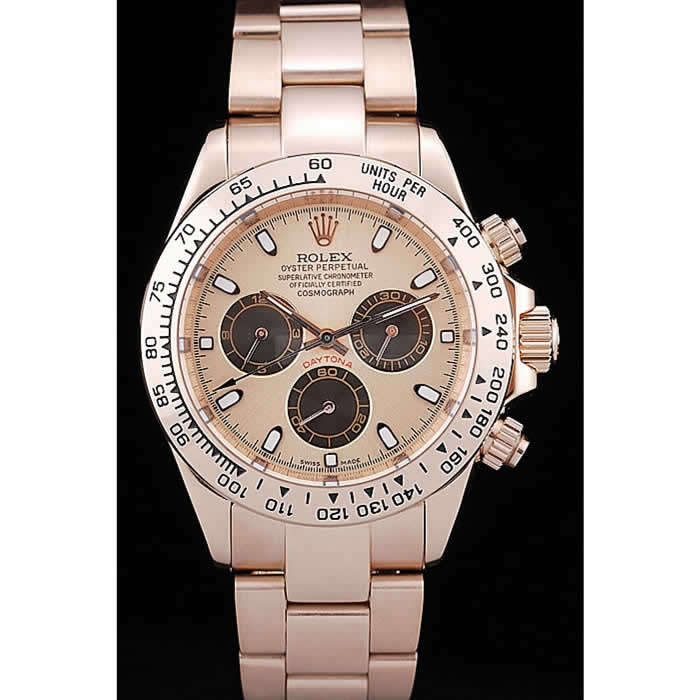 Rolex Daytona Rose Gold Plated Stainless Steel Bezel Rose Gold Dial