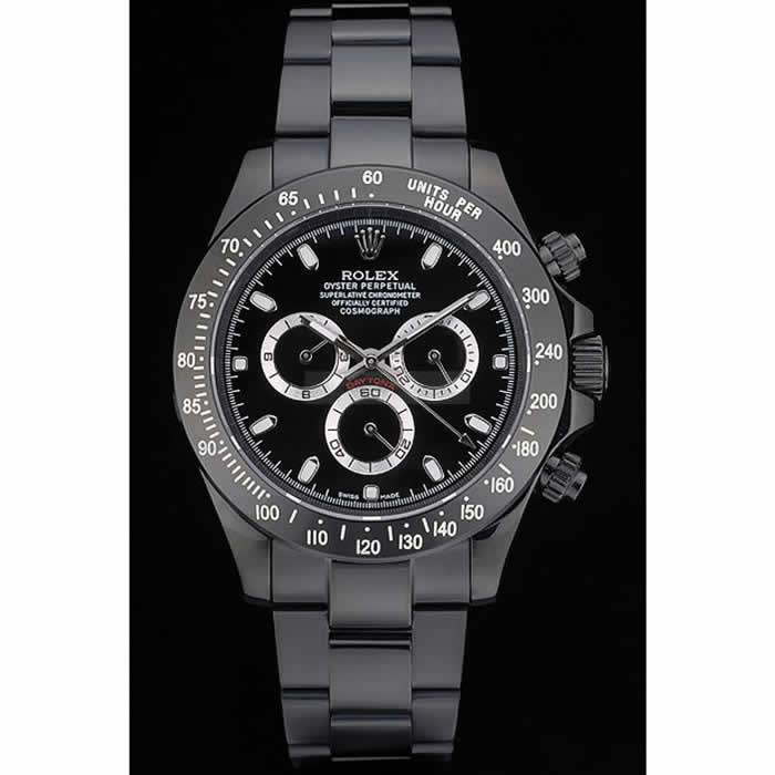 Rolex Daytona Black Ion Plated Tachymeter Black Stainless Steel Strap Black Dial 80247