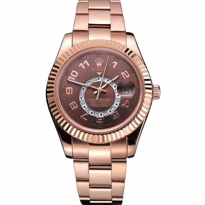 Rolex Sky Dweller Brown Dial Rose Gold Case Ad Bracelet