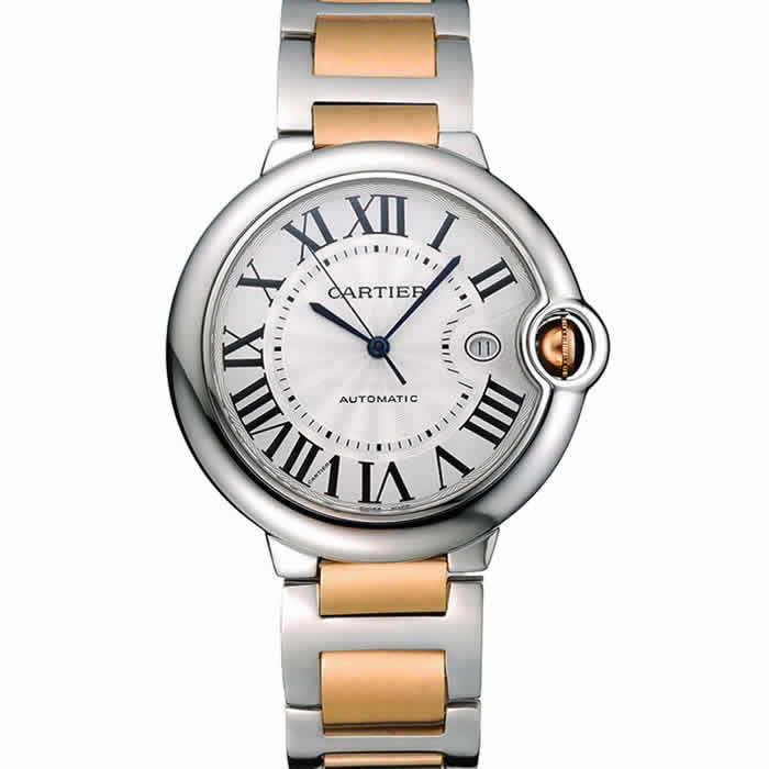 Swiss Cartier Ballon Bleu 42mm Silver Dial Stainless Steel Case Two Tone Gold Bracelet  622877