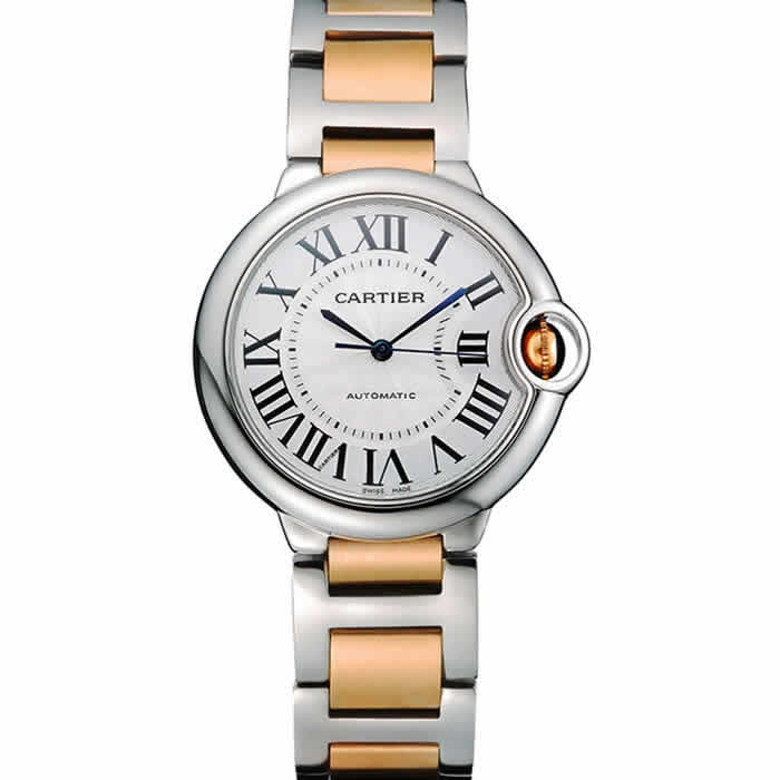 Swiss Cartier Ballon Bleu 36mm Silver Dial Stainless Steel Case Two Tone Gold Bracelet  622878