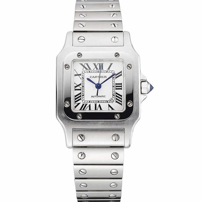 Swiss Cartier Santos White Dial Stainless Steel Case And Bracelet  622882