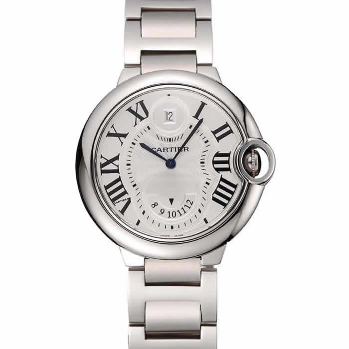 Swiss Cartier Ballon Bleu Two Timezone White Dial Stainless  Steel Bracelet 1453879