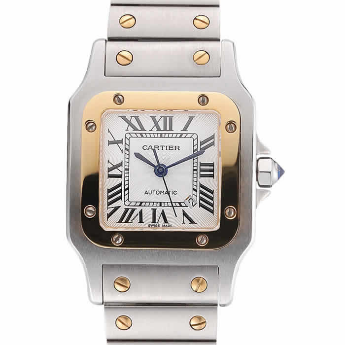 Swiss Cartier Santos De Cartier Galbeee Yellow Gold and Steel Case Steel Bracelet Small  622644