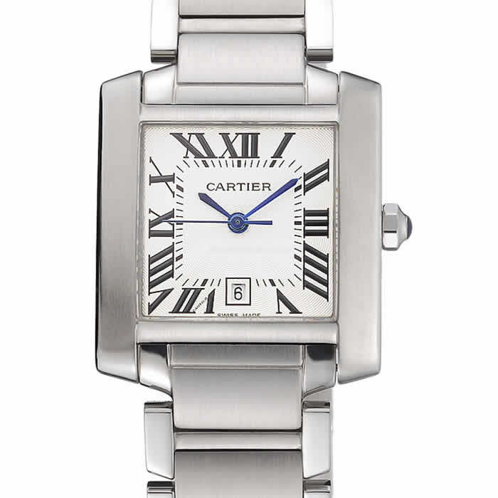 Swiss Cartier Tank Francaise Steel Case White Dial Roman Numerals Stainless Steel Bracelet  622649