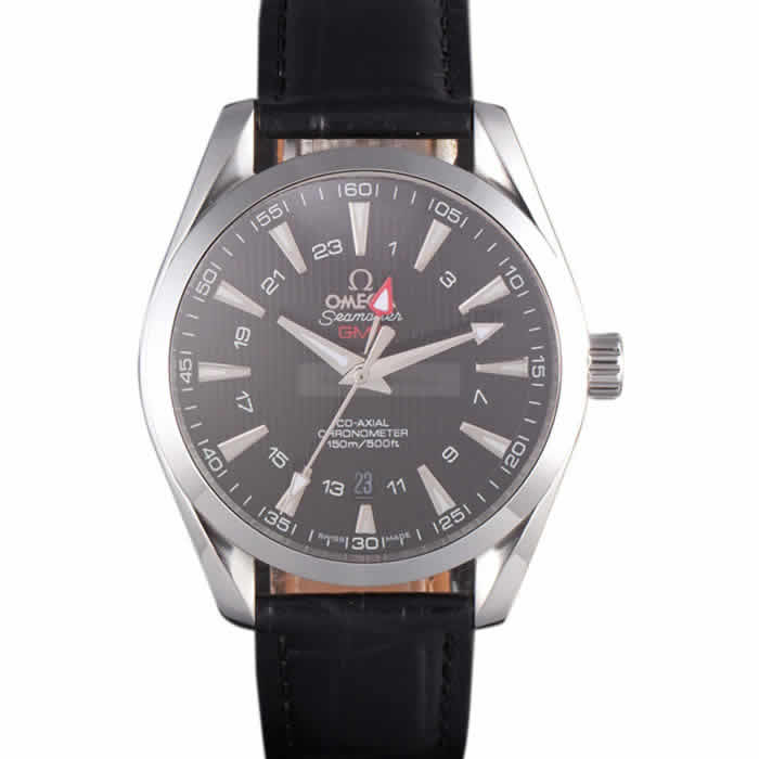 Omega Seamaster Black Dial with Black Leather Band  621574